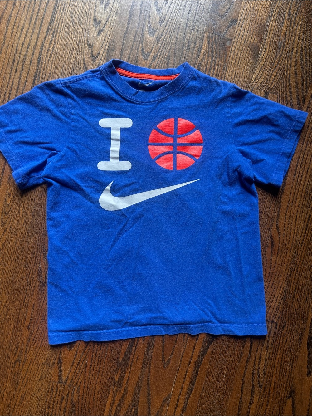 Nike Kids Blue Short Sleeve Tee with Basketball Graphic